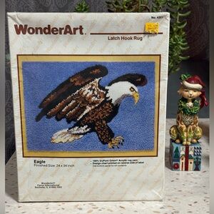 Rare & Vintage WonderArt Eagle Patriotic Latch Hook Rug Kit 24 x 34 #4351 NIB